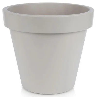 Image de Pot de fleurs pour l'extérieur - Plastique - Beige - Rond - 39 x 35 cm