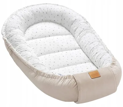 Produktbild von Jukki - Babynest Kokon XXL 120x65 cm – Nestchen zweiseitig, mitwachsend – Little Stars Musselin & Ecru Velvet