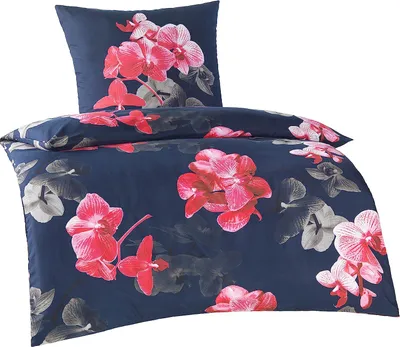 Produktbild von Optidream Highclass Bettwäsche-Set Mikrofaser, Blau Rosa, 135x200 cm + 80x80 cm, geblümt, 4-teilig, Reißverschluss, 4-Jahreszeiten, Allergiker geeignet, sehr weich