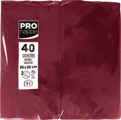 Image de Pronappe 30x 40 serviettes ouate 2 plis pliées 1/8 Bordeaux SV623908I