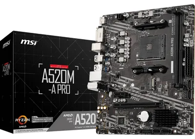 Produktbild von MSI A520M-A PRO - Motherboard - micro ATX - Socket AM4 - AMD A520 Chipsatz - USB 3.2 Gen 1