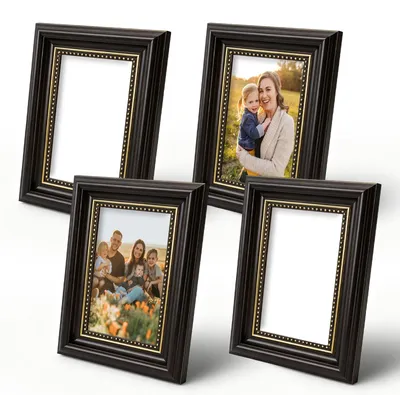 4er-Set Vintage Fotolijsten 10x15 cm Schwarz
