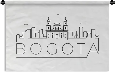 Produktbild von MuchoWow® Wandteppich Wandbehang Skyline "Bogota" auf weißem Hintergrund 60x40 cm Tapisserie Dekoration Wandtuch - Wanddekorationen