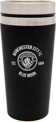 Obrázek produktu pro Manchester City FC - Cestovní hrnek "Executive", Crest TA9541 (jedna velikost) (černá/stříbrná)