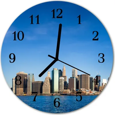 Produktbild von Glasuhr Wanduhr Küchenuhr Echt-Glas 30fi cm Skyline mehrfarbig