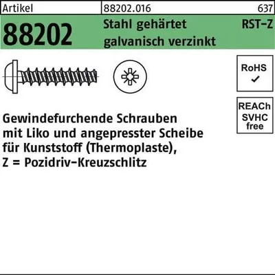 Produktbild von Reyher  Schrauben für Kunstst. LIKO & PZ Z 2,2x8-Z geh., Zn (1000 Stück)