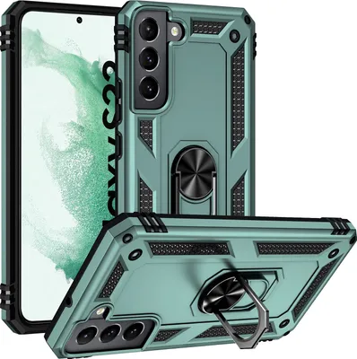 Image de Étui pour Samsung Galaxy S23 étui de protection militaire double couche avec support d'anneau et support vert