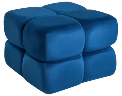 Produktbild von BELIANI Pouf Marineblau Samt Quadratisch 60 x 60 x 44 cm Würfelform Modern Glamour Look Wohnzimmer Schlafzimmer Deko Sitzhocker Fußhocker