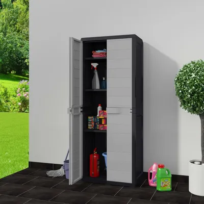 Immagine prodotto di Armadietto da Giardino a 3 Ripiani Nero e Grigio