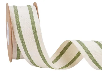 Baumwollband gestreift grün-weiß, 1,5 cm x 9,14 m