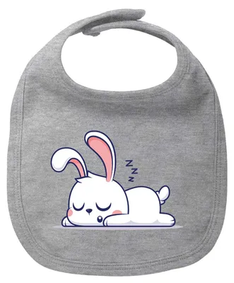 Produktbild von Huuraa Baby Lätzchen Hase Comic Heather Grey Klettverschluss Baumwolle Latz Geschenkidee