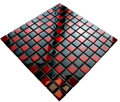 Produktbild von Dunkelrotes Glasmosaik, purpurrote Mosaikfliese, moderne dekorative Wandfliese in Rot und Schwarz