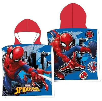 Produktbild von Poncho-Strandtuch mit Kapuze für Kinder 55x110cm Spiderman