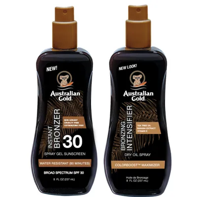Zdjęcie produktu dla Australian Gold Spray Żel SPF30 + Dry Oil Spray Przyspieszacz Opalania