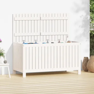 Produktbild von Gartentruhe Weiß 121x55x64 cm Massivholz Kiefer , Gartenboxen Design 2024