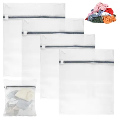 4er-Set Mesh-Waschbeutel, wiederverwendbar, 2 Größen, Polyester