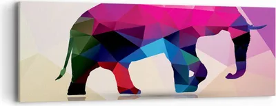 Produktbild von Bild auf Leinwand - Leinwandbild - Elefanten Illustration Bunt - 90x30cm - Wand Bild - Wanddeko - Leinwanddruck - Bilder - Kunstdruck - Wanddekoration - Leinwand bilder - Wandkunst - AB90x30-2807