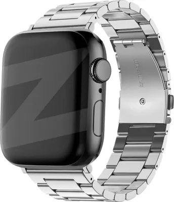 Produktbild von Bandz Stahlband 'Classic' passend für Apple Watch 1/2/3/4/5/6/8/9/SE - Größe 38/40/41mm - Silbernes Stahlband für Apple Watch