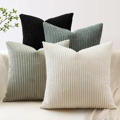 Immagine prodotto di Set di 4 federe per cuscini, 40x40 cm, colore nero e grigio