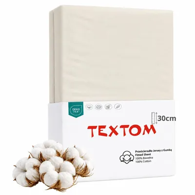 Produktbild von TEXTOM Jersey Spannbettlaken 100% Baumwolle 120x200 cm Creme für Matratzen bis 30 cm Steghöhe