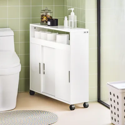 Obrázek produktu pro SoBuy Police do výklenku Koupelnová skříňka Držák toaletního papíru stojící s kartáčem WHT 20x71x70cm navíjecí BZR02-W