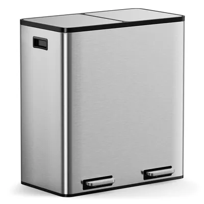 Produktbild von VonHaus 60L Doppelmülleimer 2 x 30L, Edelstahl, Mit Pedale, Rutschfest & Luftdicht