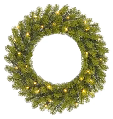 Produktbild von Black Box Trees Nagoya Weihnachtskranz mit LED-Beleuchtung - H12 x Ø60 cm - Grün