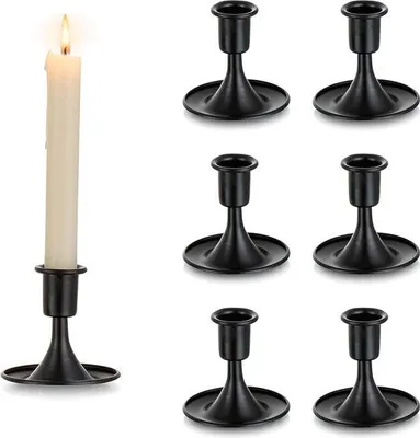 Produktbild von Schwarze Kerzenständer, 6er Set, tapsförmige Deko, Vintage Tischzentrierer, Weihnachts- und Hochzeitsdekoration, Kaminwand-Accessoires