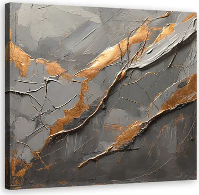 Produktbild von Leinwandbild Stein-Gold-Glamour 40x40 Feeby Grau bild für die wand bereit zum aufhängen