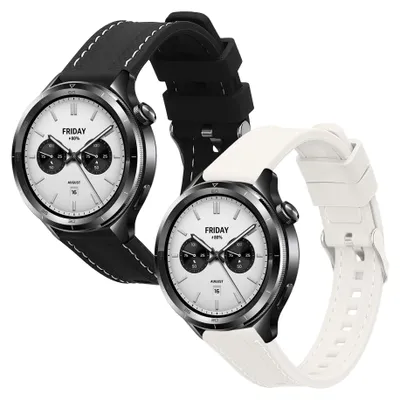 Produktbild von kwmobile 2x Uhrenarmband für Xiaomi Watch S4 Armband - Fitnesstracker Band Set aus TPU Silikon - Ersatzarmband Smartwatch - Schwarz Weiß