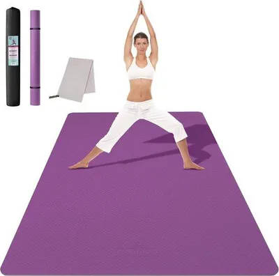 Obrázek produktu pro XXL cvičební podložka, 183 × 122 × 6 mm, protiskluzová, TPE, fitness, jóga, pilates, podložka pro domácí cvičení