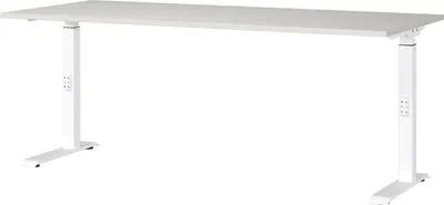 Schreibtisch höhenverstellbar 180x91x80 cm lichtgrau/weiß