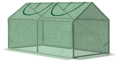 Produktbild von Outsunny Foliengewächshaus mit Fenster PE Tomatenhaus 120x60x60cm Grün