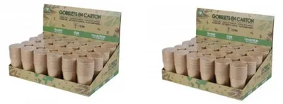 Image de Lot de 48 paquets de 12 gobelets jetables en carton 24 cl - 576 gobelets - Marron naturel
