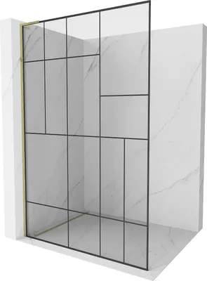 Produktbild von Mexen Kioto L Duschwand Walk-in 80 x 200 cm, schwarzes Muster, gold - 800-080-103-50-78
