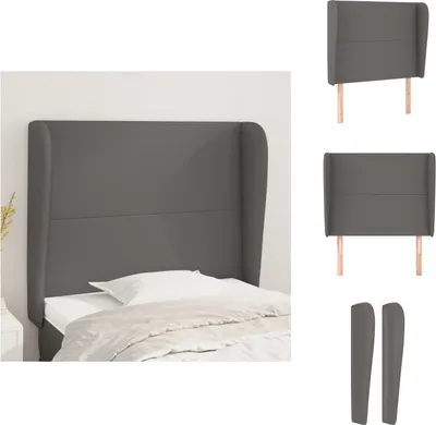 Produktbild von vidaXL Kopfteil mit Ohren Grau 103x23x118/128 cm Kunstleder -  Kopf- & Fußenden