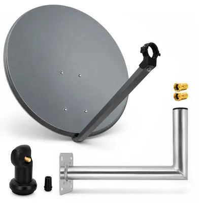 Zdjęcie produktu dla Zestaw satelitarny PremiumX z anteną 80 cm, pojedynczym konwerterem LNB, złączem F i uchwytem ściennym 45 cm