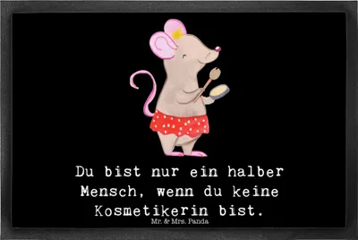 Produktbild von Mr. & Mrs. Panda Schmutzfangmatte Kosmetikerin Herz 40 x 60 cm - Schwarz - Geschenk, Ausbildung, Schmutzmatte, Gummimatte, Spruch, Fussmatte, Maskenbildnerin, fußmatte