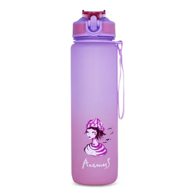 Zdjęcie produktu dla Butelka na wodę Anemoss Tritan 1000 ml - wolna od BPA, przenośna z paskiem do przenoszenia, z kotwicą, do uprawiania sportu, podróżowania i codziennego użytku - różowa