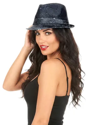 Immagine prodotto di Cappello da gangster con paillettes nero - taglia unica