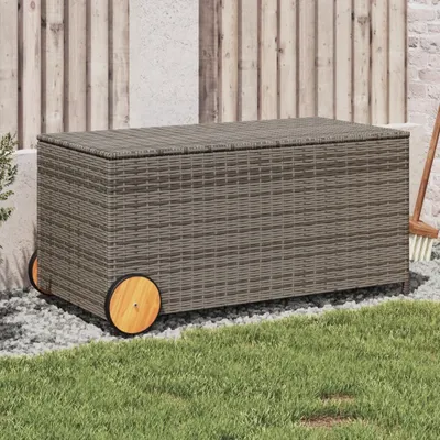 Produktbild von Gartentruhe mit Rollen Grau 190L Poly Rattan - Gartenboxen 365326