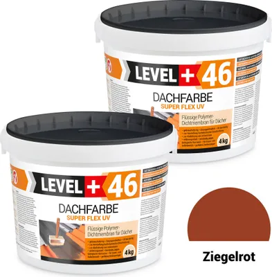Produktbild von Dachfarbe elastische Sockelfarbe Dachlack UV-beständig Super Flex 8Kg Ziegelrot LEVEL+ RM46