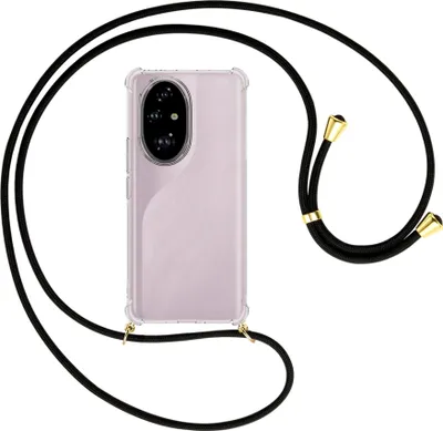 Produktbild von Handykette Backcover-Schutzhülle mit Band (Metall goldfarben) für Honor 200 Pro - schwarz