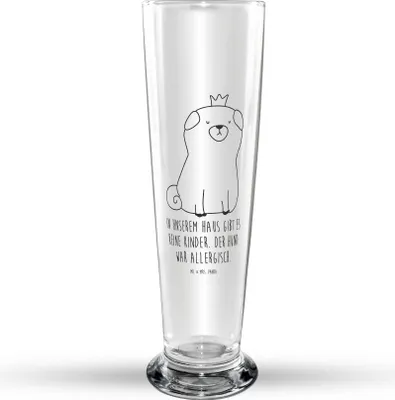 Produktbild von Mr. & Mrs. Panda Trinkglas Mops Krone - Transparent - Geschenk, Allergisch, Haha, Hund, Bierbecher, Lustig, Glasbecher, Königlich, Sprüche, Glasbierglas, Bier Glas