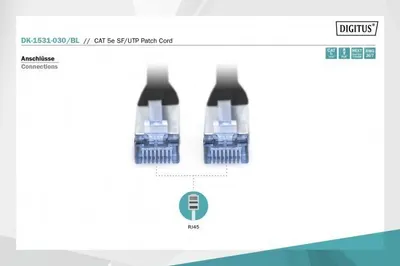 Immagine prodotto di DIGITUS Patchkabel RJ45 SF/UTP Cat5e  3.00m sch. Polybeutel