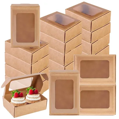 Image de Lot de 50 boîtes en carton kraft avec fenêtre