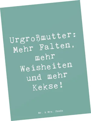 Produktbild von Mr. & Mrs. Panda Postkarte Spruch Urgroßmutter Weisheiten - Meeresbrise - Geschenk, Lächeln, Erinnerungen, Erfahrung, einzigartige Designs, Weisheit, Liebe, Grußkarte