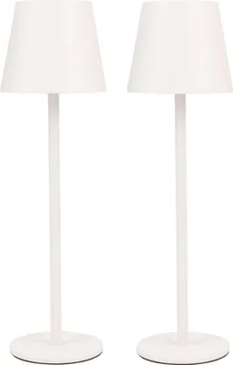Produktbild von 2 Stück LED Tischleuchte FASHION dimmbar mit Touch Funktion 3 Lichtfarben IP44 12h Akku weiß