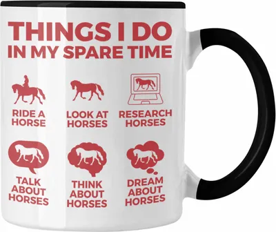 Produktbild von Trendation - Pferde Tasse Lustig Reiterin Geschenk Pferde Geschenke Mädchen Pferdeliebhaber (Schwarz)