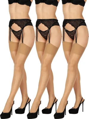 Produktbild von BANANALU 20 Den Strapsstrümpfe elastische Strapsen für Damen Segreto 20  Daino - 3er Set XS/S